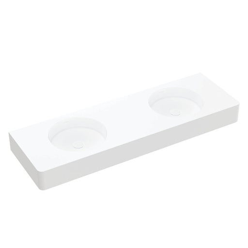 Fienza Encanto 1400 Solid Surface Wall Basin Double Bowl (0 Taphole)