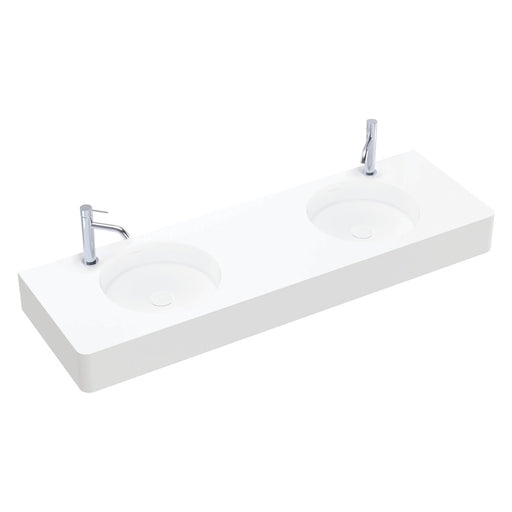 Fienza Encanto 1400 Solid Surface Wall Basin Double Bowl (2 Tapholes)