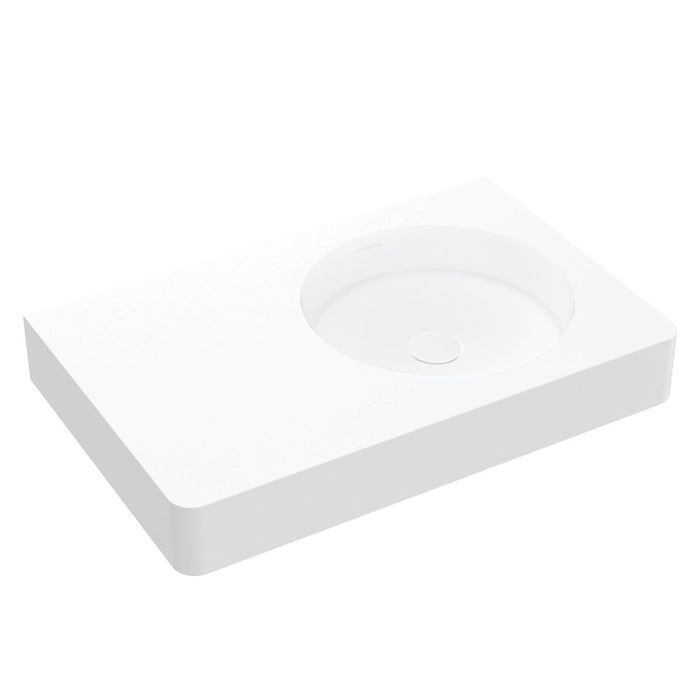Fienza Encanto 700 Solid Surface Wall Basin (Right-hand Bowl No Taphole)