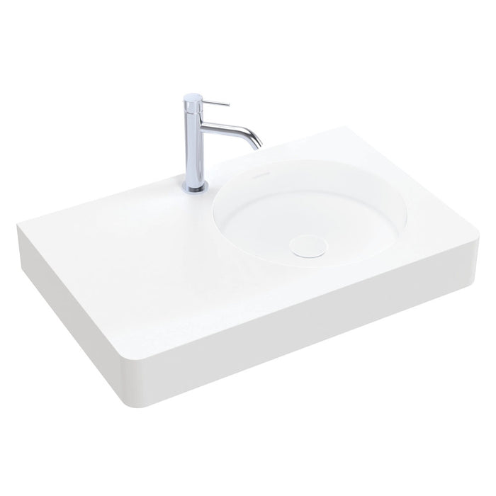 Fienza Encanto 700 Solid Surface Wall Basin (Right-hand Bowl 1 Taphole)
