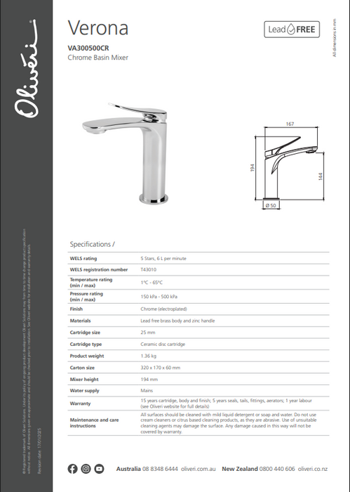 Product Specification Information Chrome