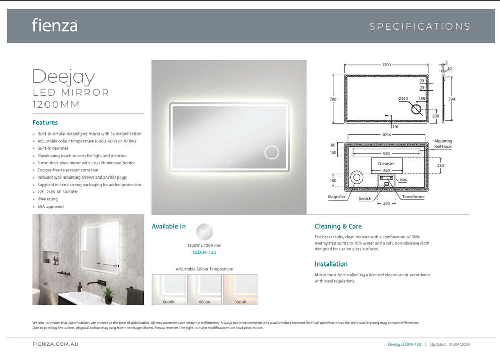 Product Specification Information