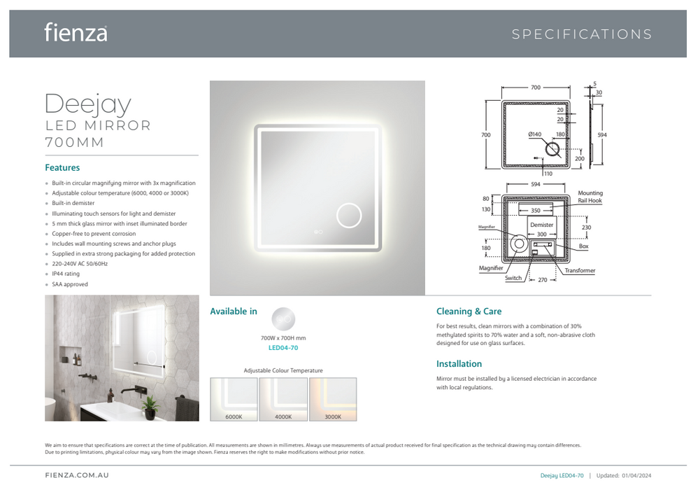Product Specification Information
