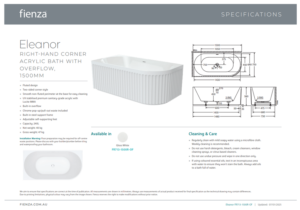 Product Specification Information