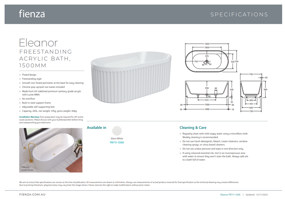 Product Specification Information