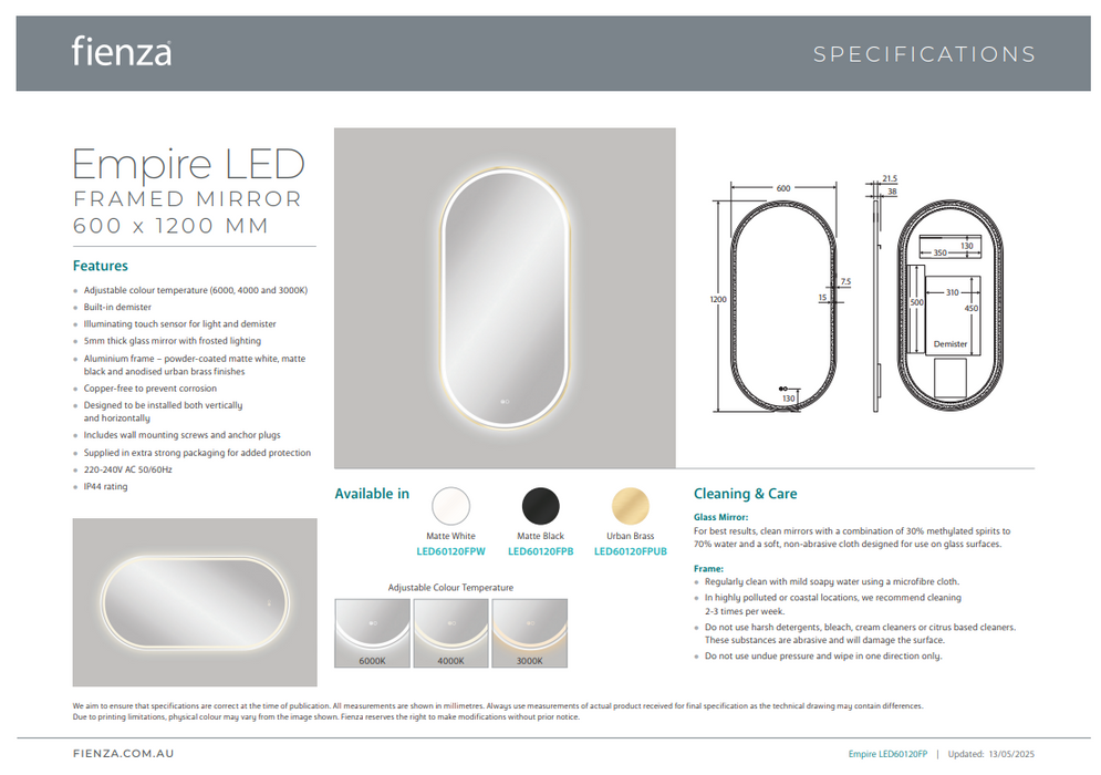 Product Specification Information