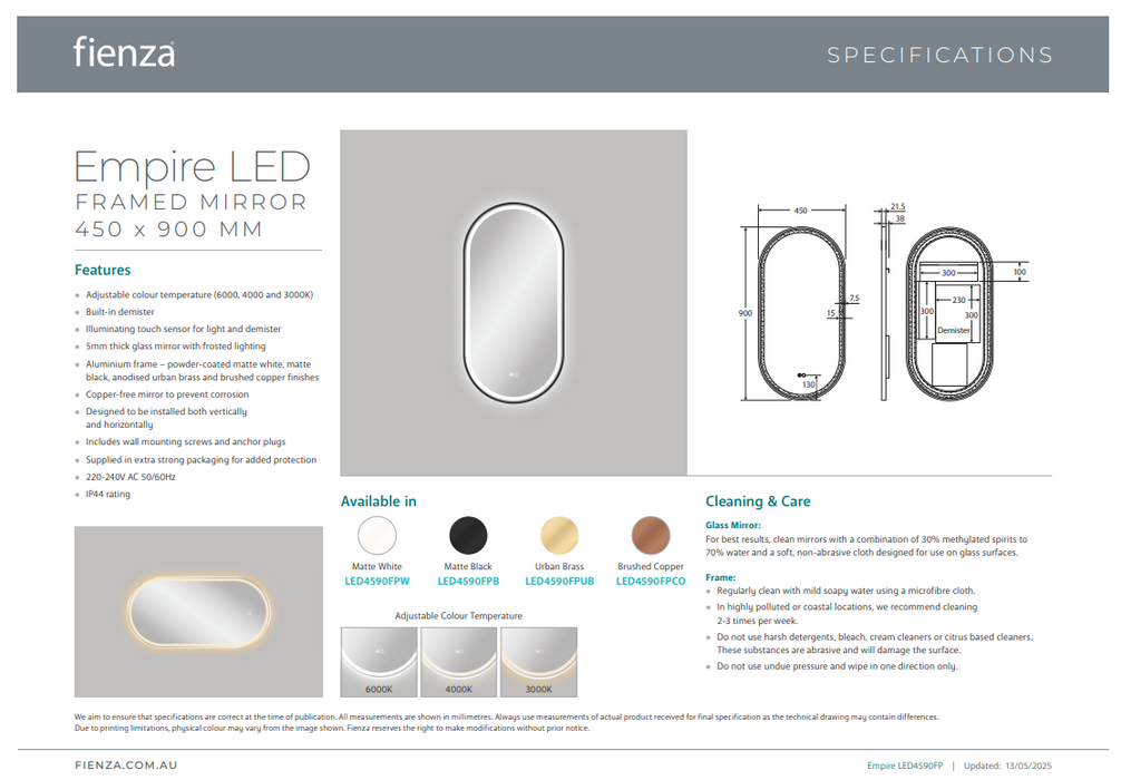 Product Specification Information