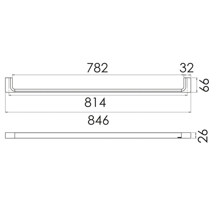 Gloss Single Towel Rail 800mm (Brushed Bronze)