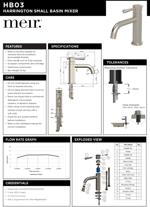 Product Specification Information