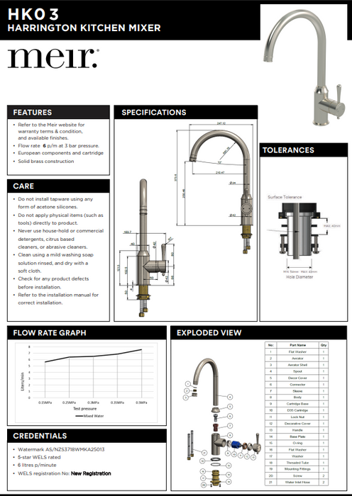 Product Specification Information
