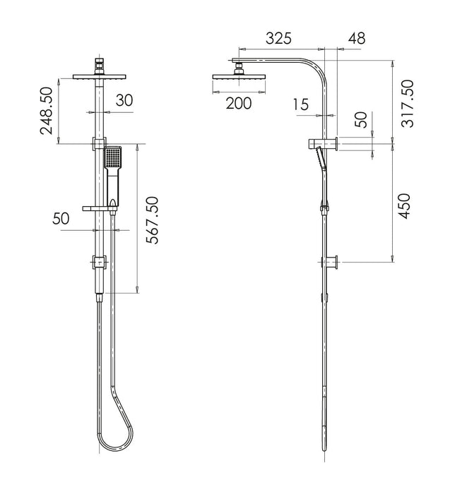 Lexi Twin Shower on Rail (Chrome)