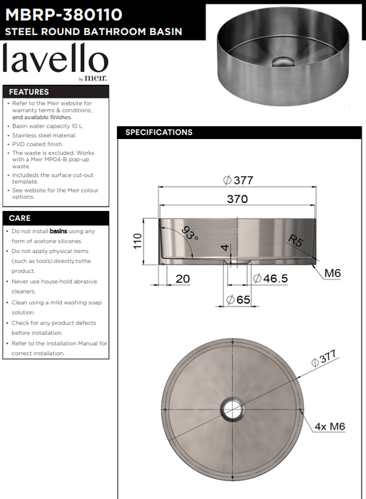 Product Specification Information