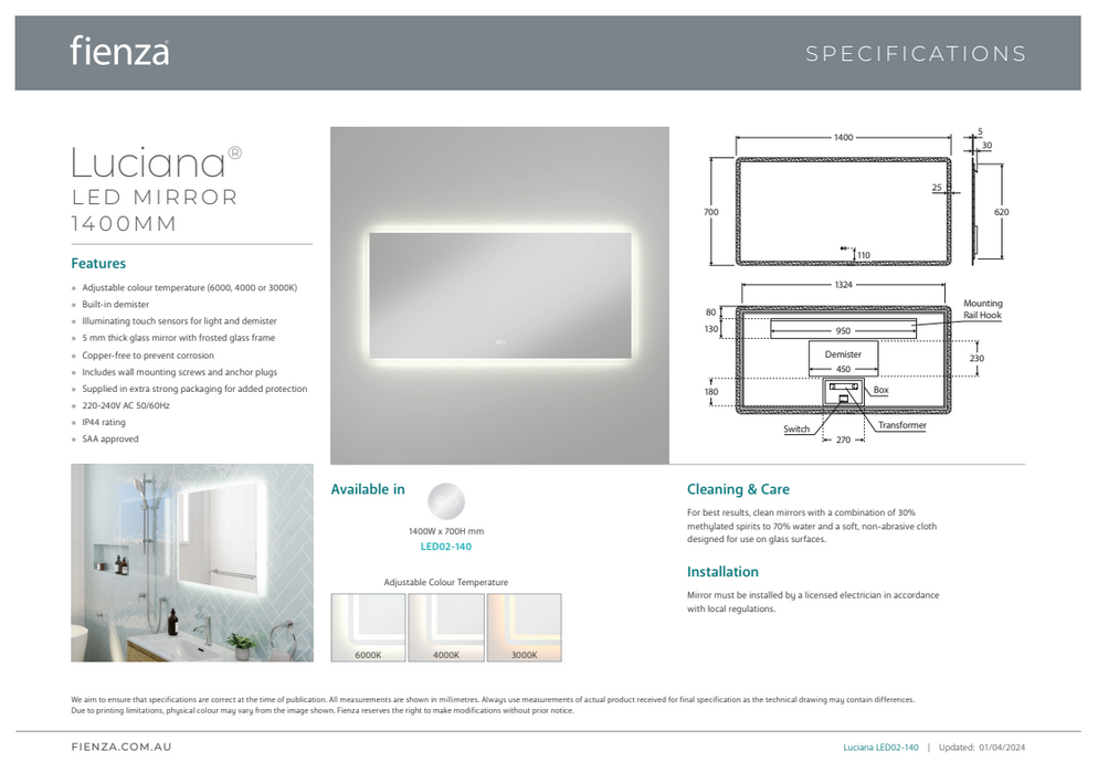 Product Specification Information