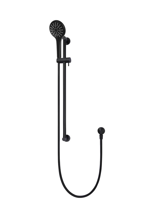 Round Three Function Hand Shower on Rail Column (Matte Black)