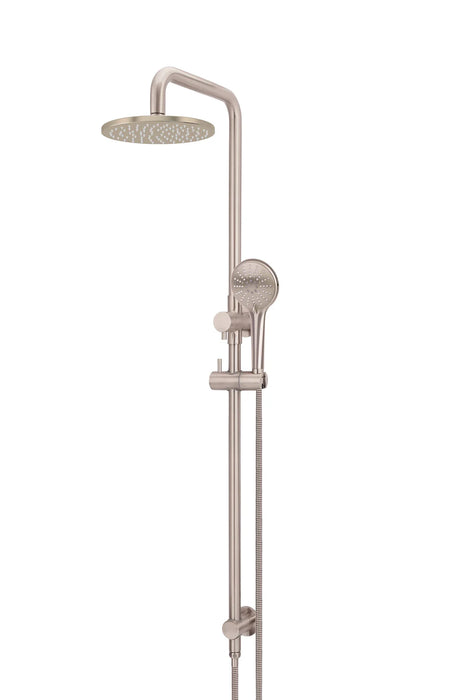 Meir Round Combination Shower Rail, 200mm Rose, Three-Function Hand Shower (Champagne)
