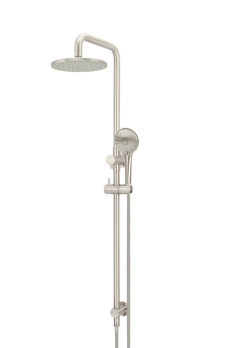 Meir Round Combination Shower Rail, 200mm Rose, Three-Function Hand Shower (PVD Brushed Nickel)