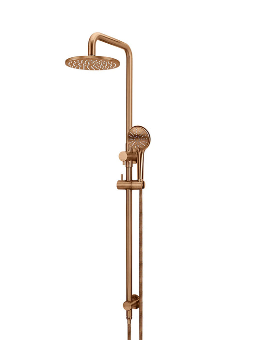 Meir Round Combination Shower Rail, 200mm Rose, Three-Function Hand Shower (PVD Lustre Bronze)