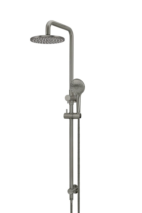 Meir Round Combination Shower Rail, 200mm Rose, Three-Function Hand Shower (Shadow Gunmetal)