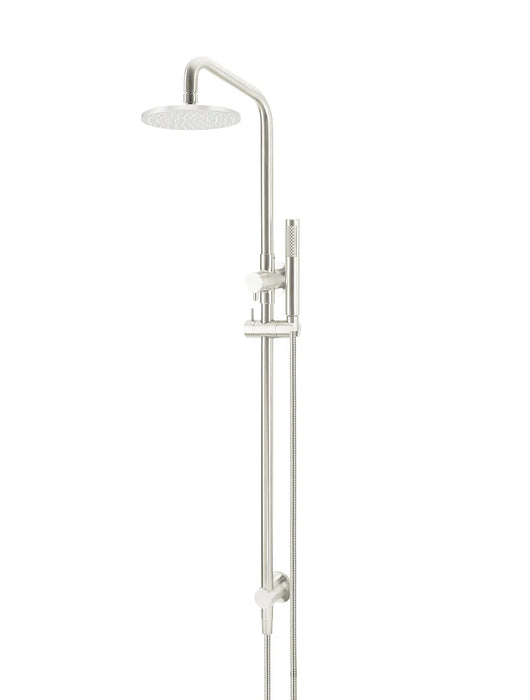 Meir Round Combination Shower Rail, 200mm Rose, Single Function Hand Shower (PVD Brushed Nickel)