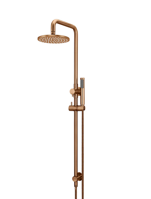 Meir Round Combination Shower Rail, 200mm Rose, Single Function Hand Shower (PVD Lustre Bronze)