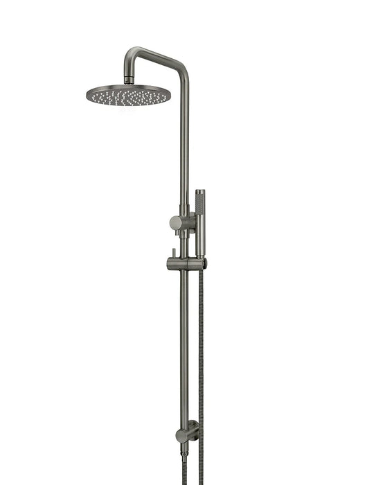 Meir Round Combination Shower Rail, 200mm Rose, Single Function Hand Shower (Shadow Gunmetal)