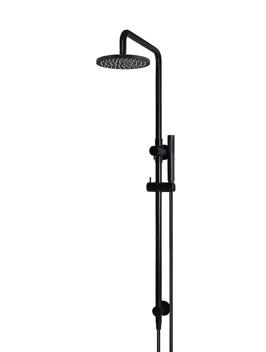 Meir Round Combination Shower Rail, 200mm Rose, Single Function Hand Shower (Matte Black)