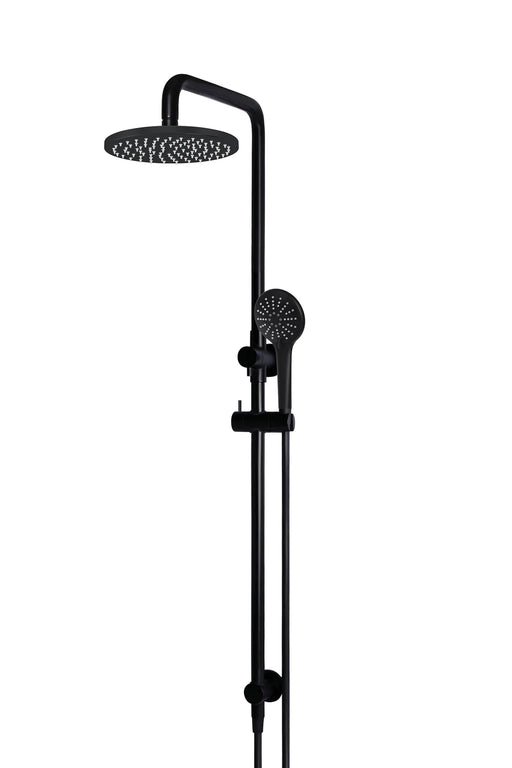 Meir Round Combination Shower Rail, 200mm Rose, Three-Function Hand Shower (Matte Black)