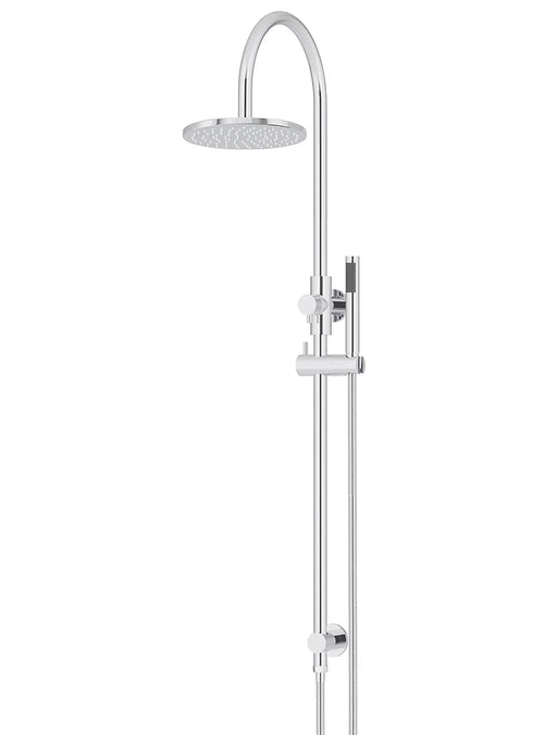 Round Gooseneck Shower Set with 200mm rose, Single-Function Hand Shower (Polished Chrome)