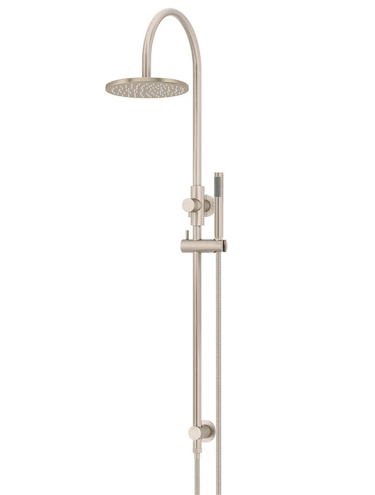 Round Gooseneck Shower Set with 200mm rose, Single-Function Hand Shower (Champagne)