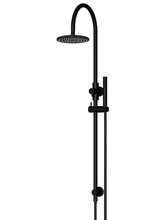 Round Gooseneck Shower Set with 200mm rose, Single-Function Hand Shower (Matte Black)