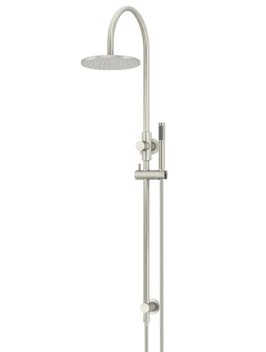Round Gooseneck Shower Set with 200mm rose, Single-Function Hand Shower (PVD Brushed Nickel)
