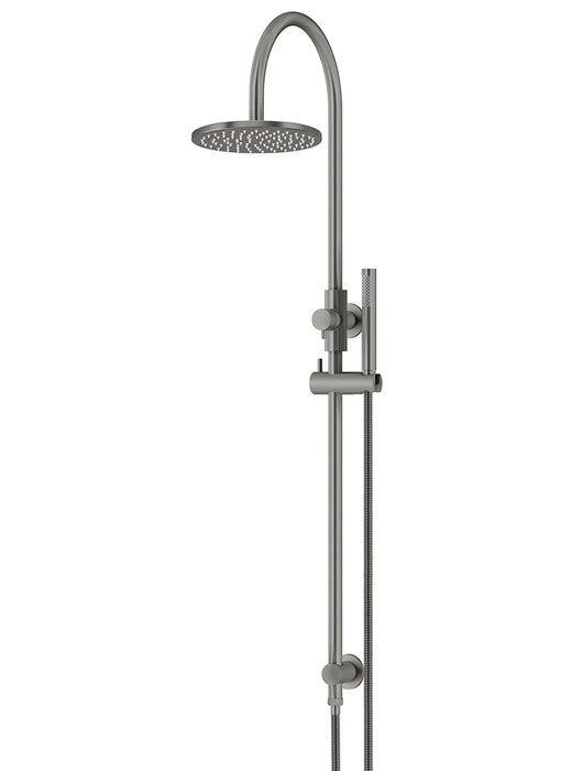 Round Gooseneck Shower Set with 200mm rose, Single-Function Hand Shower (Shadow Gunmetal)