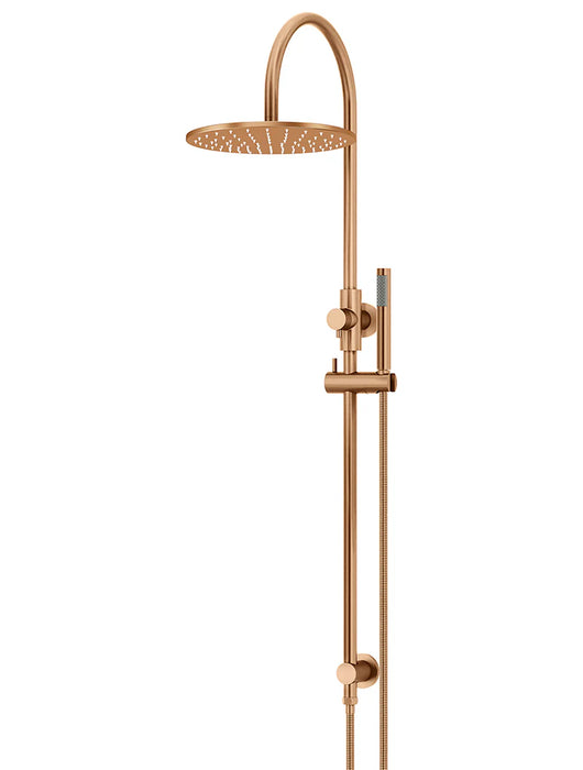 Meir Round Combination Shower Rail, 300mm Rose, Single Function Hand Shower (Lustre Bronze)