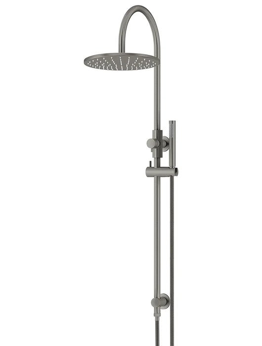 Meir Round Combination Shower Rail, 300mm Rose, Single Function Hand Shower (Shadow Gunmetal)
