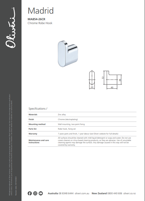 Product Specification Information