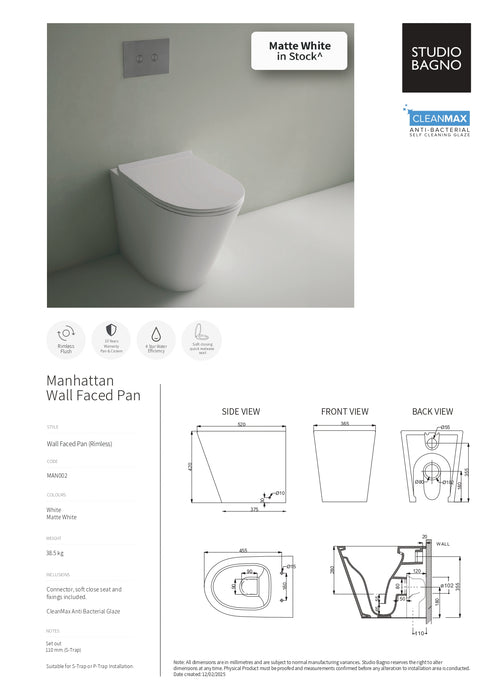 Manhattan Rimless Wall Faced Pan
