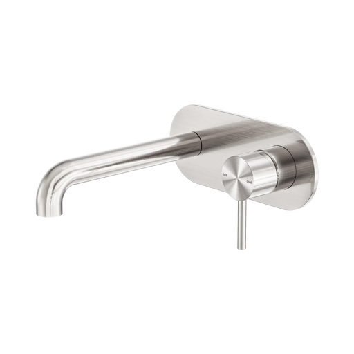 Zen SS316L Wall Basin/Bath Mixer 185mm Spout (Brushed Nickel)