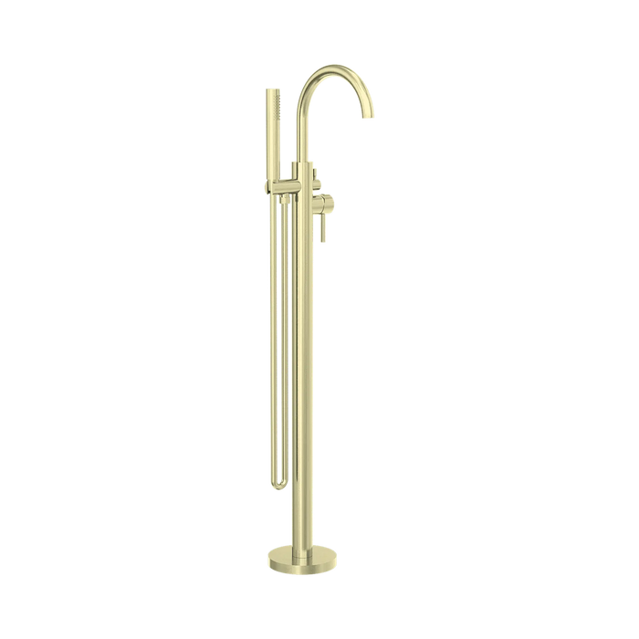 Mecca Round Freestanding Bath Mixer with Handshower (Brushed Gold)