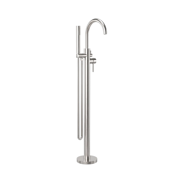 Mecca Round Freestanding Bath Mixer with Handshower (Brushed Nickel)