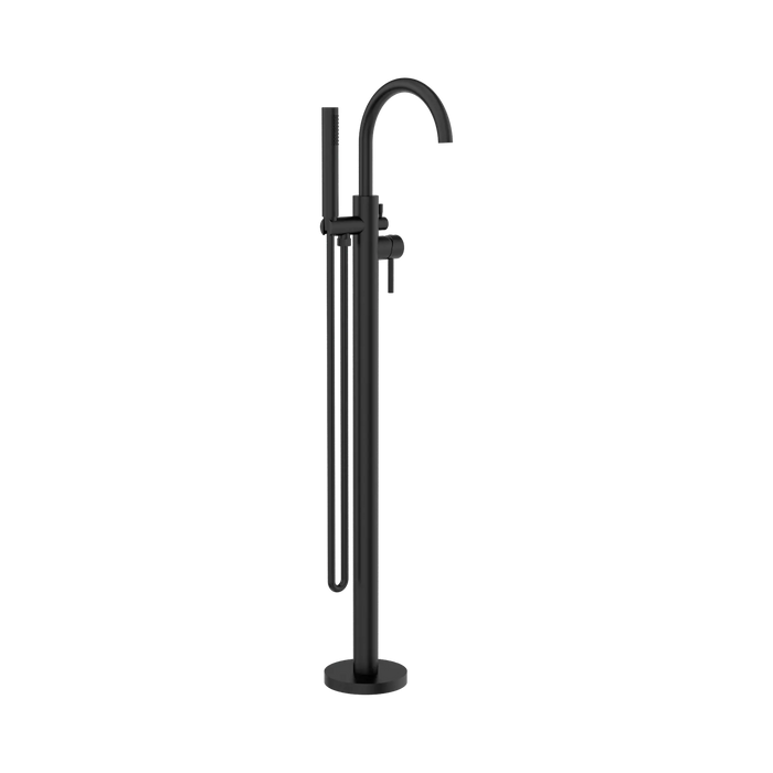 Mecca Round Freestanding Bath Mixer with Handshower (Matte Black)