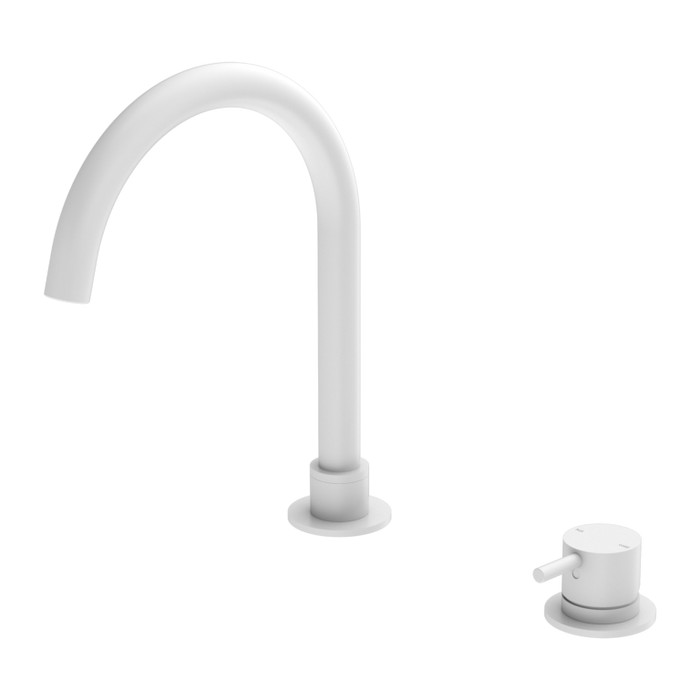 Mecca Hob Basin Mixer Round Swivel Spout (Matte White)