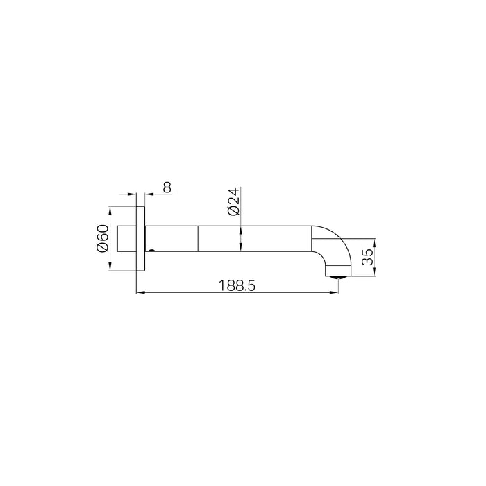 Mecca Basin/Bath Spout 185mm (Multiple Finish Options)