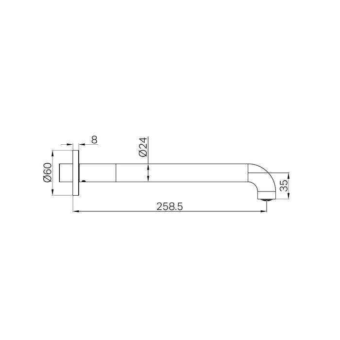 Mecca Basin/Bath Spout 260mm (Multiple Finish Options)