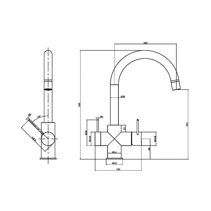 Mecca 3-wa Filtered Sink Mixer (Multiple Finish Options)