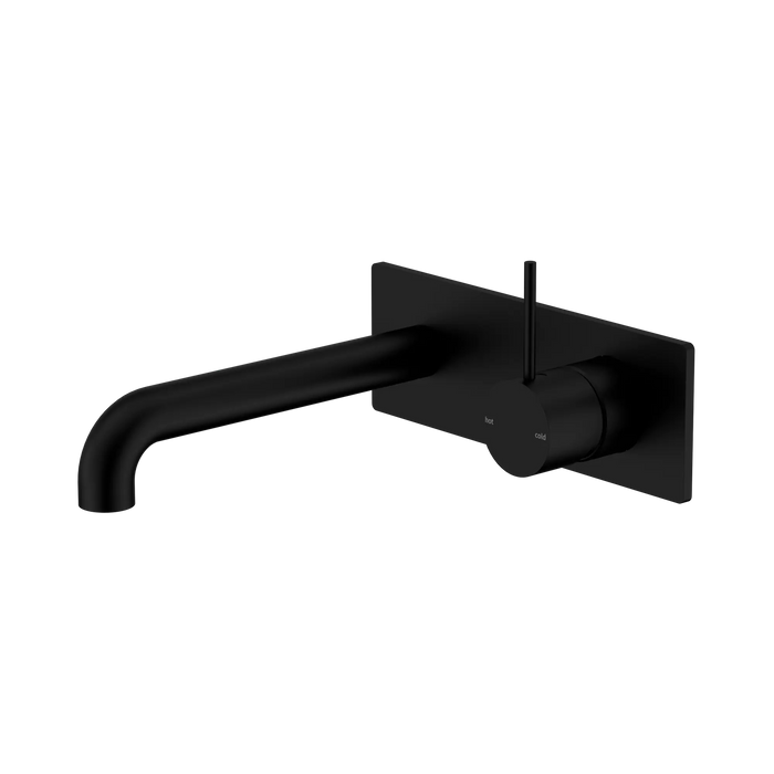 Mecca Wall Basin/Bath Mixer Set Handle Up 185mm (Matte Black)