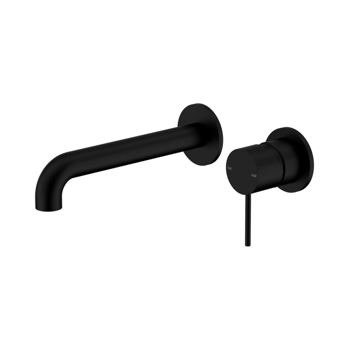Mecca Wall Basin/Bath Mixer Set Separate Plates 185mm (Matte Black)