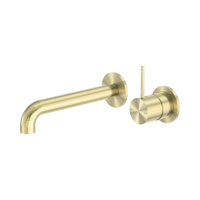 Mecca Wall Basin/Bath Mixer Set Handle Up Separate Plates 160mm (Brushed Gold)