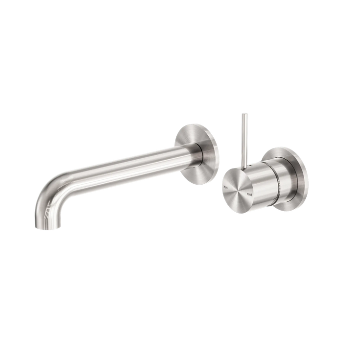 Mecca Wall Basin/Bath Mixer Set Handle Up Separate Plates 160mm (Brushed Nickel)
