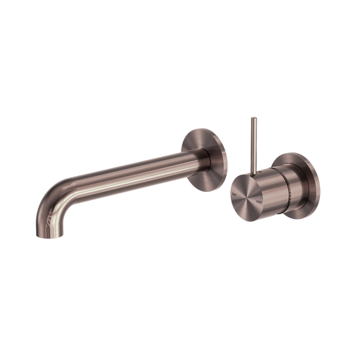 Mecca Wall Basin/Bath Mixer Set Handle Up Separate Plates 185mm (Brushed Bronze)