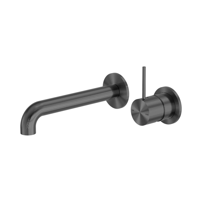 Mecca Wall Basin/Bath Mixer Set Handle Up Separate Plates 230mm (Gun Metal)
